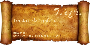 Tordai Árpád névjegykártya