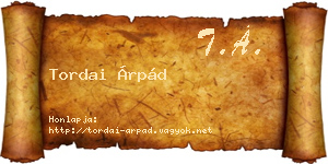 Tordai Árpád névjegykártya